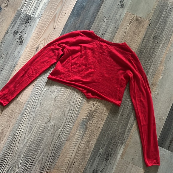 BRAZEAU TRICOT Red Cashmere Crop Sweater Size: 2 - Picture 15 of 16